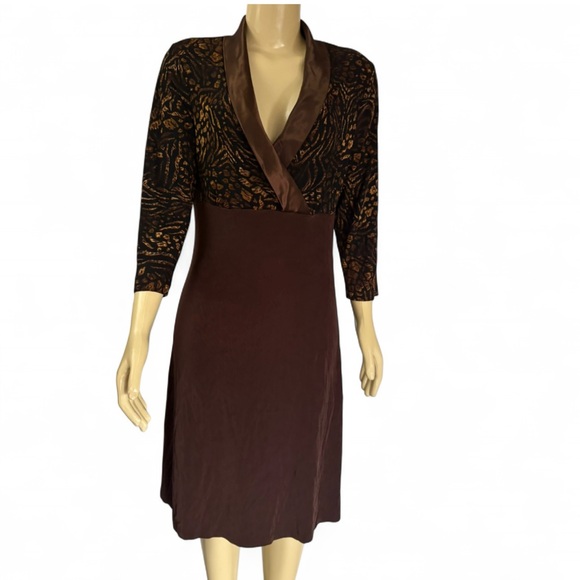 Notations Dresses & Skirts - Notations Brown and Black Long Sleeve Dress